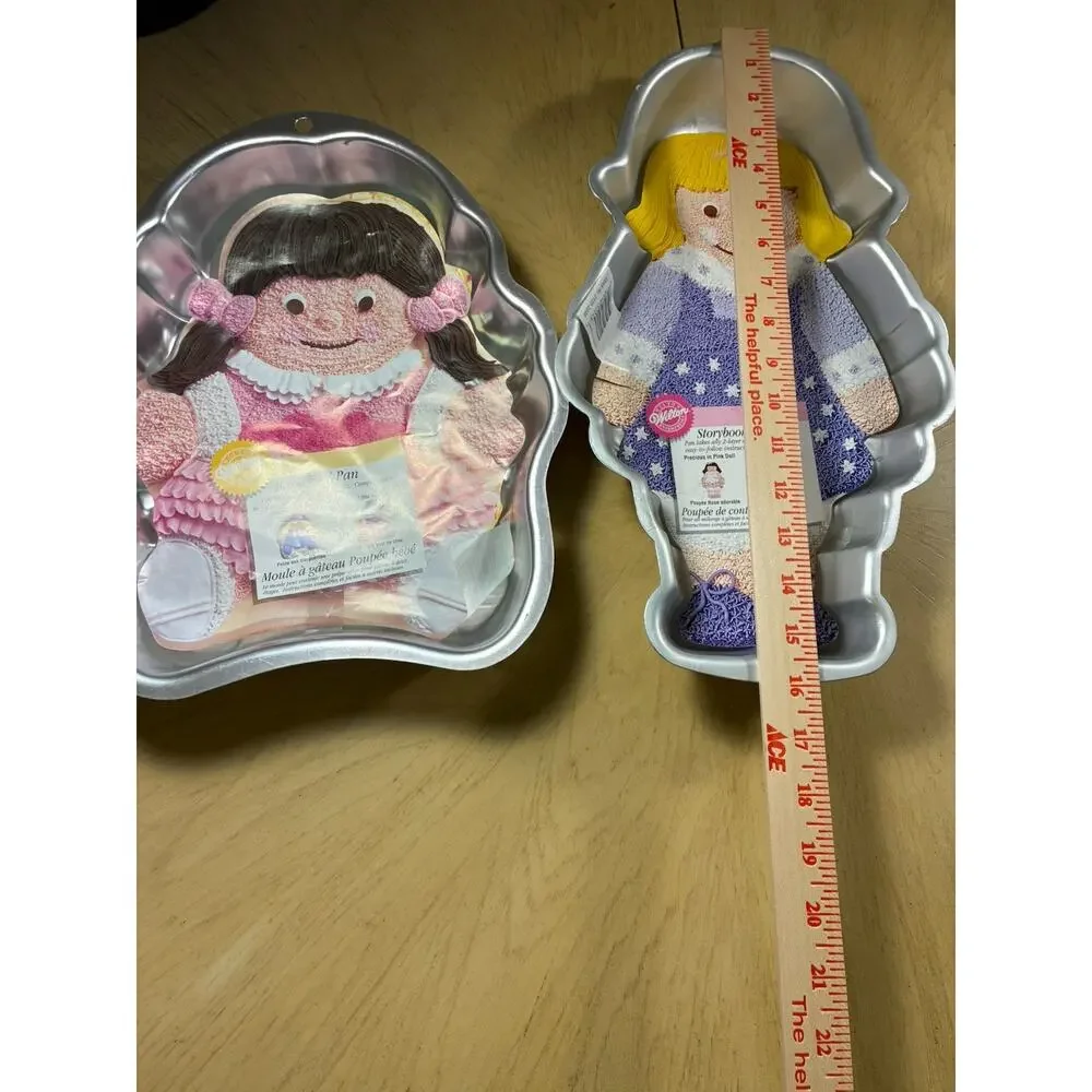 NEW 2 WILTON Doll Aluminum Cake Pan Mold Baby Doll Storybook Girls Birthday Vtg